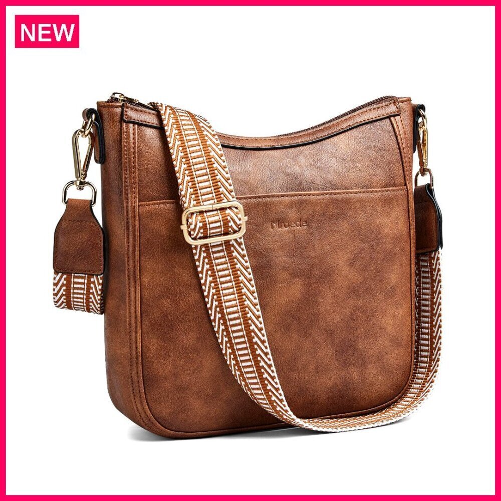 Vegan Leather Crossbody Bag with Adjustable Strap, Multi-Pocket Design for
